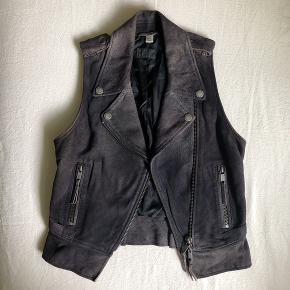 Diesel Suede Moto Vest : Size Small : Lamb Leather - Picture 2 of 8